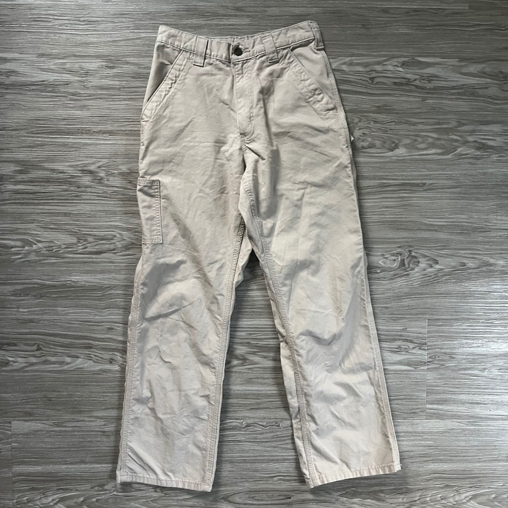 Carhartt Mens Canvas Carpenter Pants Tan Khaki Utility Workwear 29x30